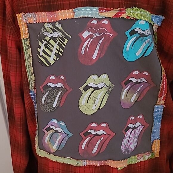 Handmade Vintage Upcycled Kantha & Flannel Shacket - THE ROLLING STONES - Picture 6 of 9